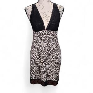 Vintage Y2K 2010 Victoria’s Secret Leopard Slip Dress Lace Rose L Divacore